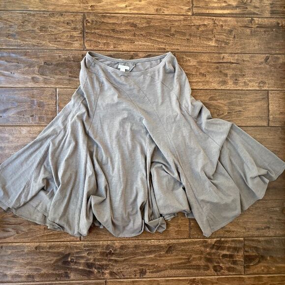 Garnet Hill Flare Midi Skirt Women's Small Gray Cotton Modal Lagenlook Boho - Picture 3 of 8